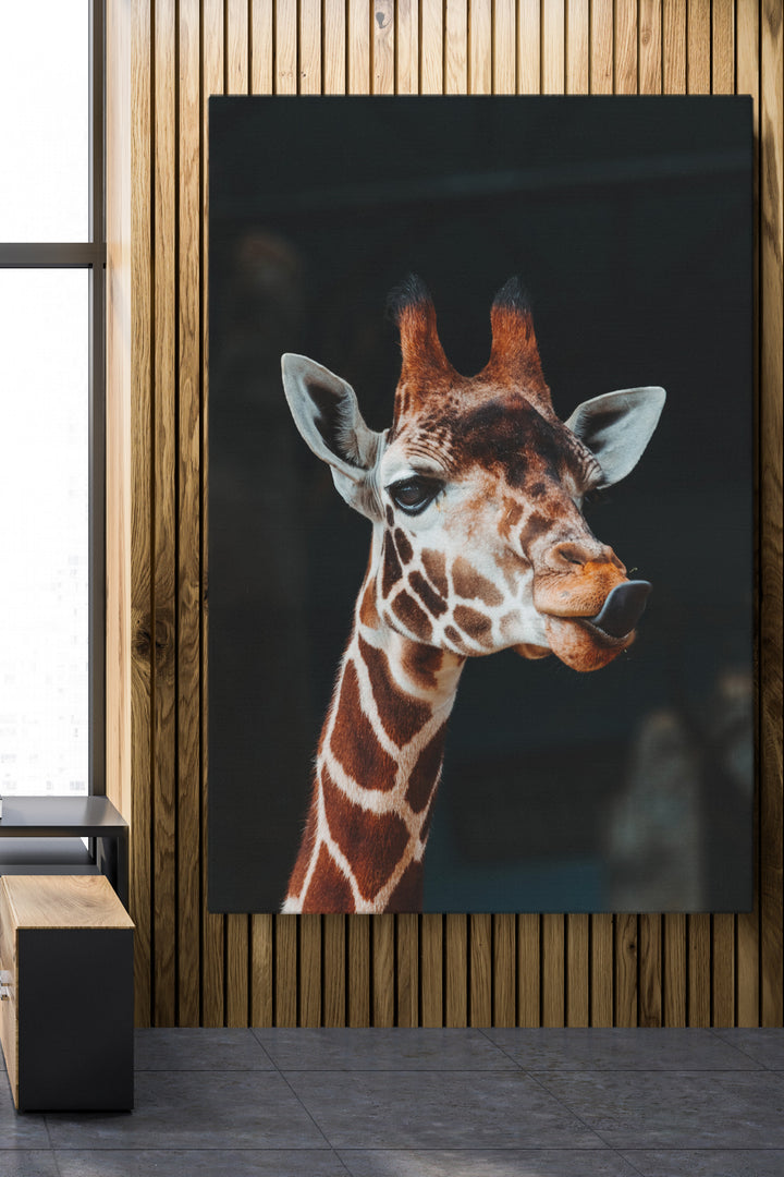Giraffe Poking Tongue