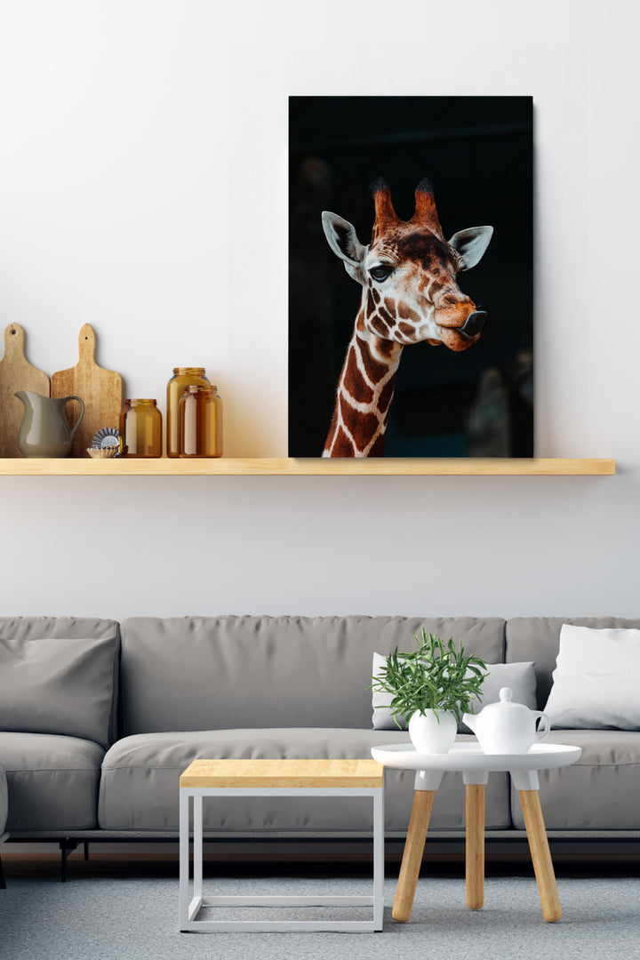 Giraffe Poking Tongue