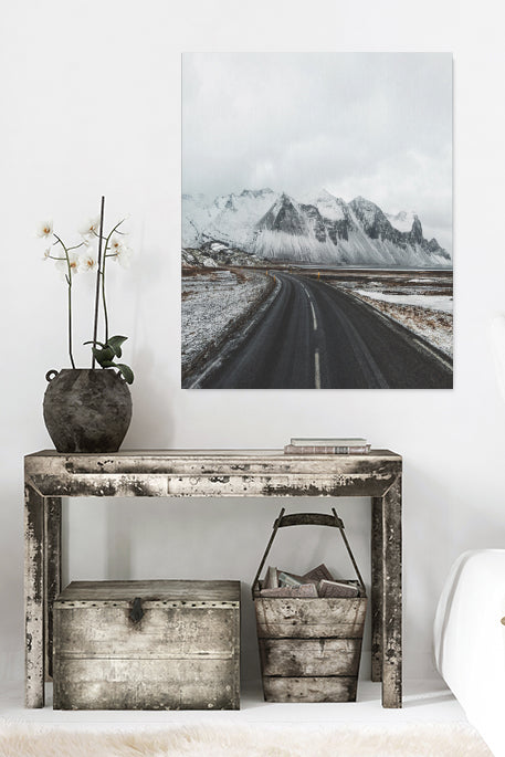 Iceland Road Snowy Mountains