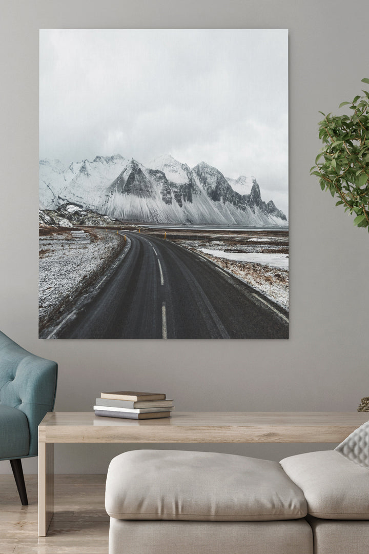 Iceland Road Snowy Mountains