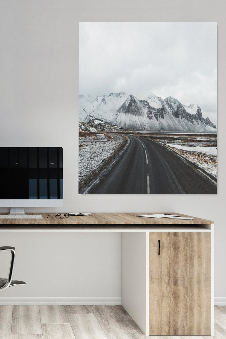 Iceland Road Snowy Mountains