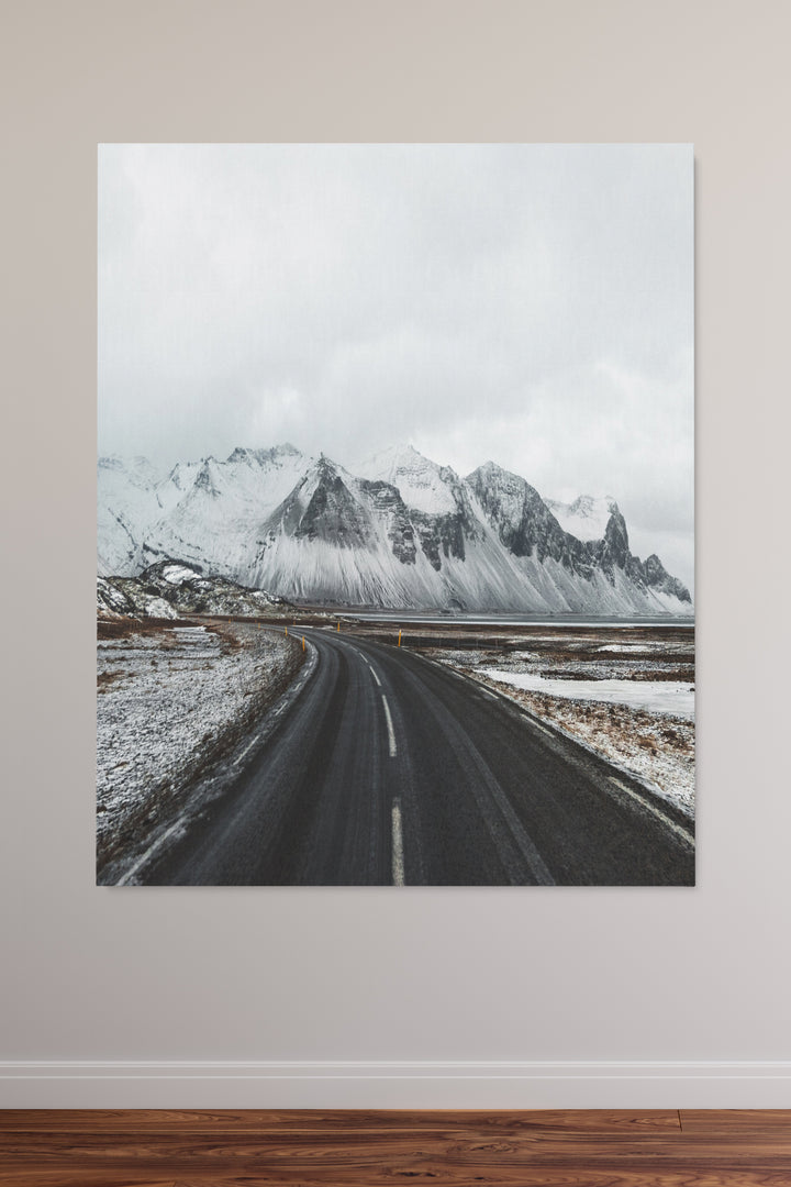 Iceland Road Snowy Mountains