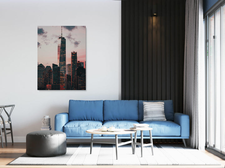 Pink Sky Skyscrapper-Giclée-Fine-Art-Canvas-Print-canvartz.com
