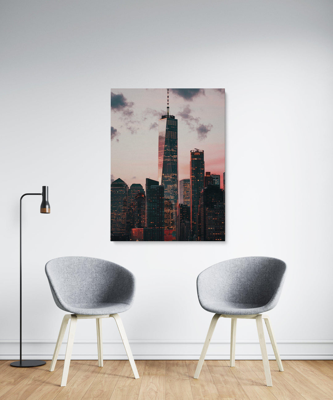 Pink Sky Skyscrapper-Giclée-Fine-Art-Canvas-Print-canvartz.com