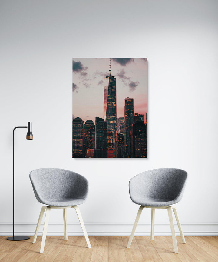 Pink Sky Skyscrapper-Giclée-Fine-Art-Canvas-Print-canvartz.com