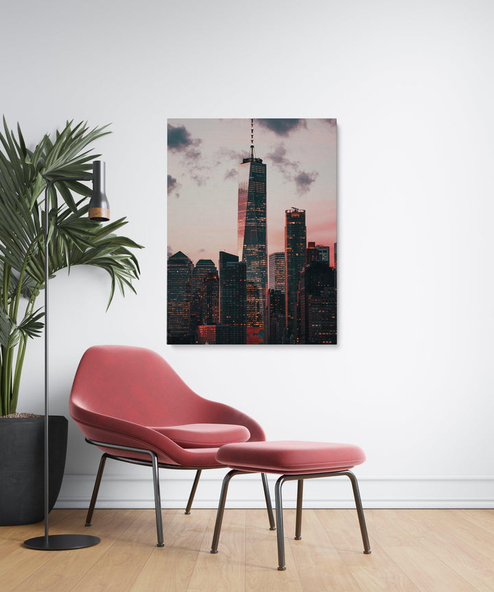 Pink Sky Skyscrapper-Giclée-Fine-Art-Canvas-Print-canvartz.com