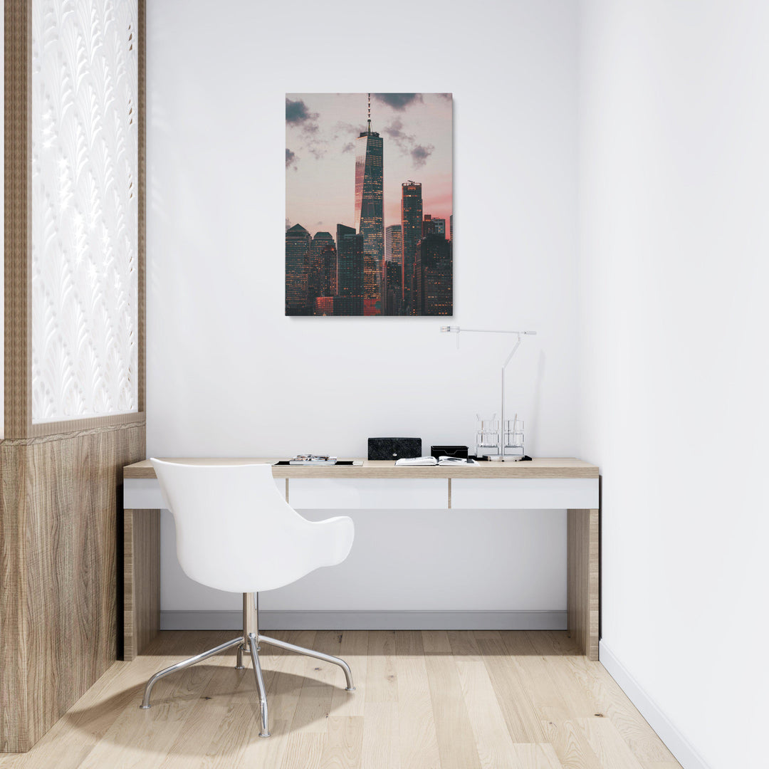 Pink Sky Skyscrapper-Giclée-Fine-Art-Canvas-Print-canvartz.com