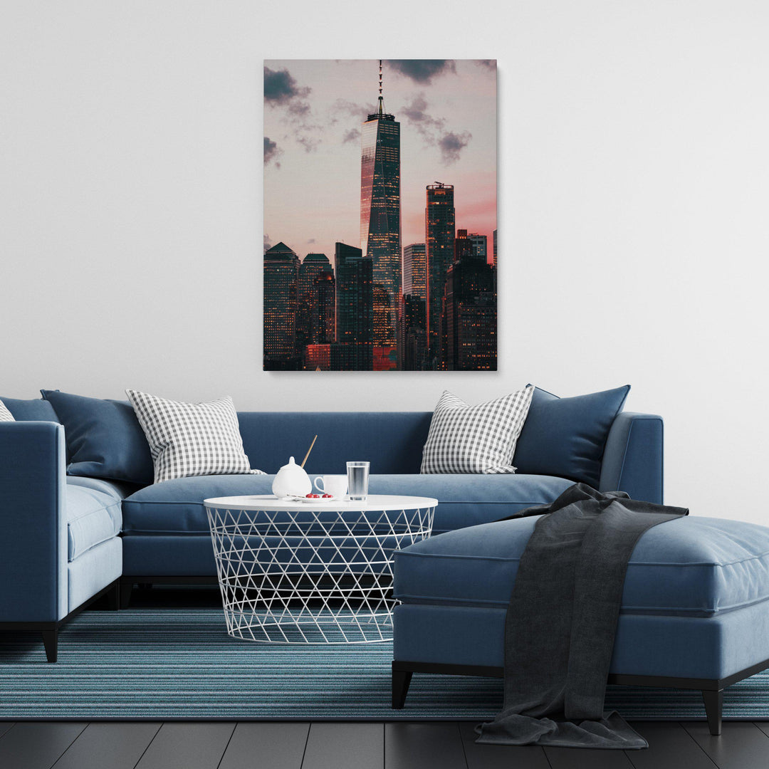 Pink Sky Skyscrapper-Giclée-Fine-Art-Canvas-Print-canvartz.com