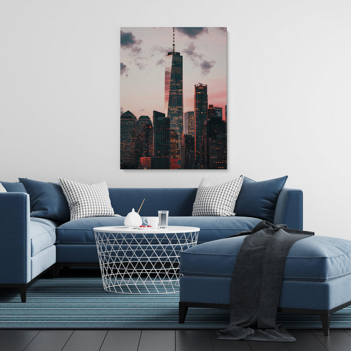 Pink Sky Skyscrapper-Giclée-Fine-Art-Canvas-Print-canvartz.com