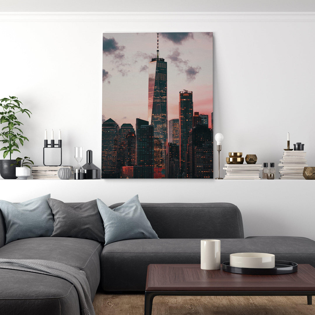 Pink Sky Skyscrapper-Giclée-Fine-Art-Canvas-Print-canvartz.com