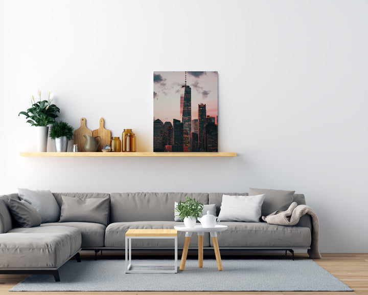 Pink Sky Skyscrapper-Giclée-Fine-Art-Canvas-Print-canvartz.com