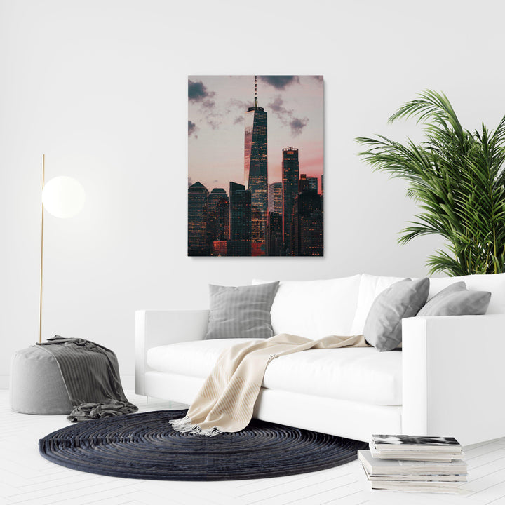 Pink Sky Skyscrapper-Giclée-Fine-Art-Canvas-Print-canvartz.com